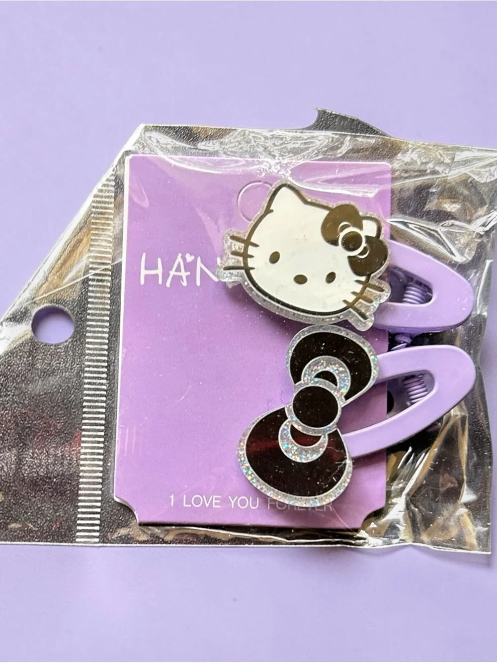 4/$20 Hello Kitty Purple Bow Hair Clips